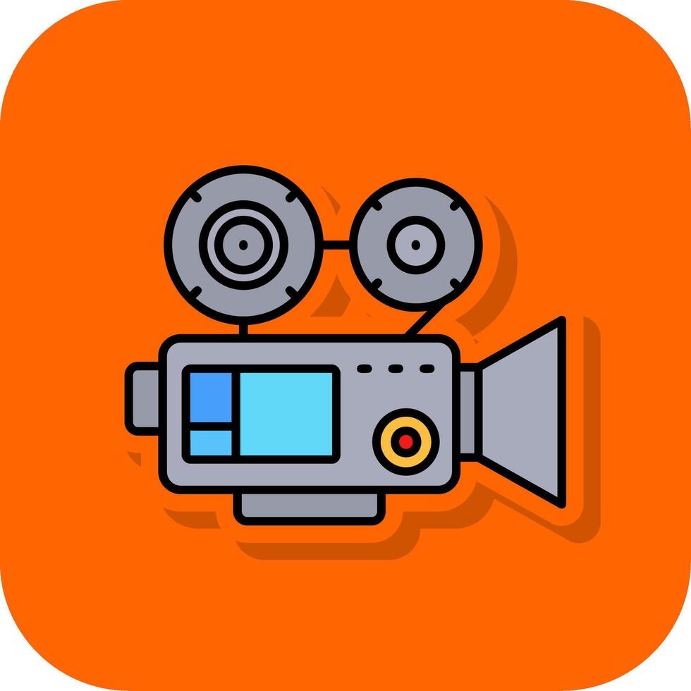 Video camera Filled Orange background Icon vector