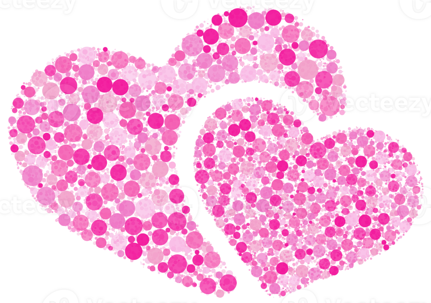 Two Pink Hearts Made of Various Shades of Pink Confetti png