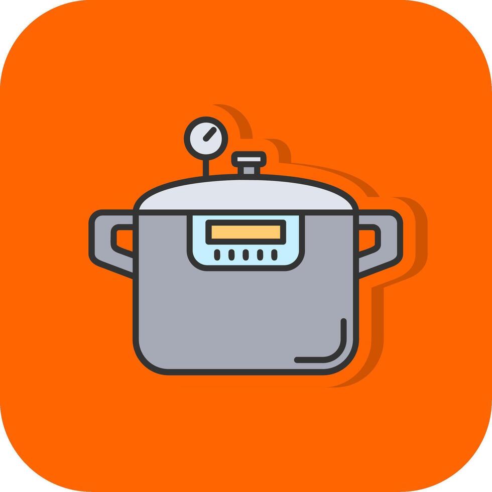 Pressure cooker Filled Orange background Icon vector