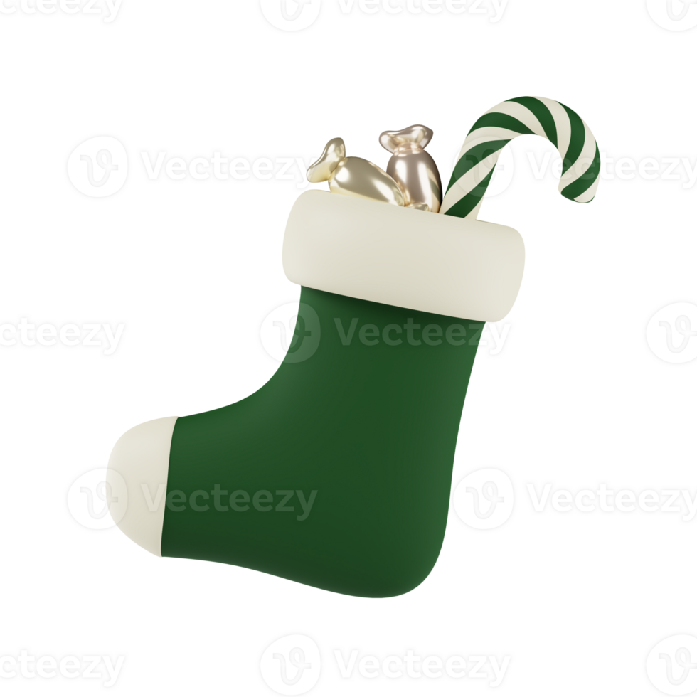 Green sock with candies 3D icon png