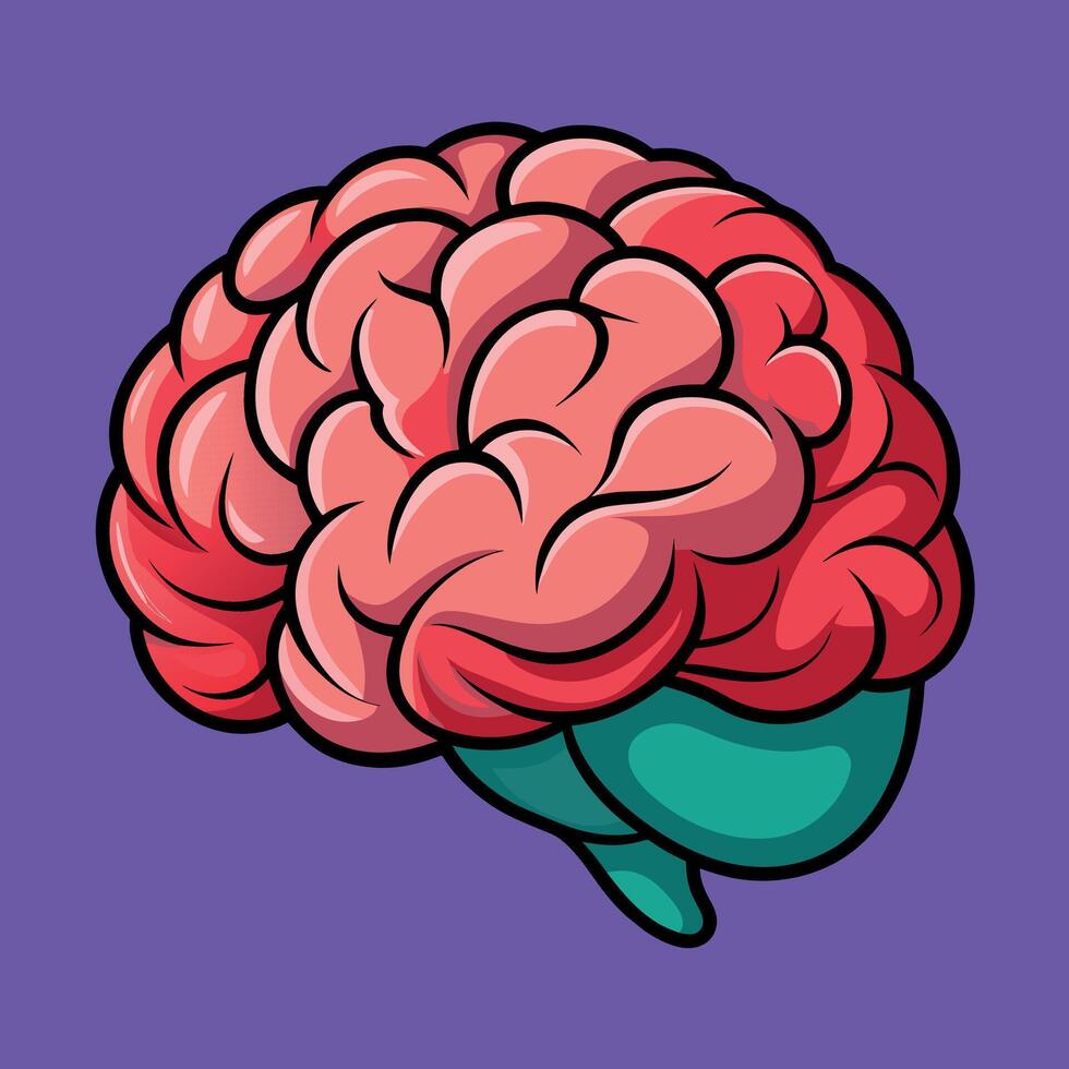 Brain colorful cartoon vector illustration