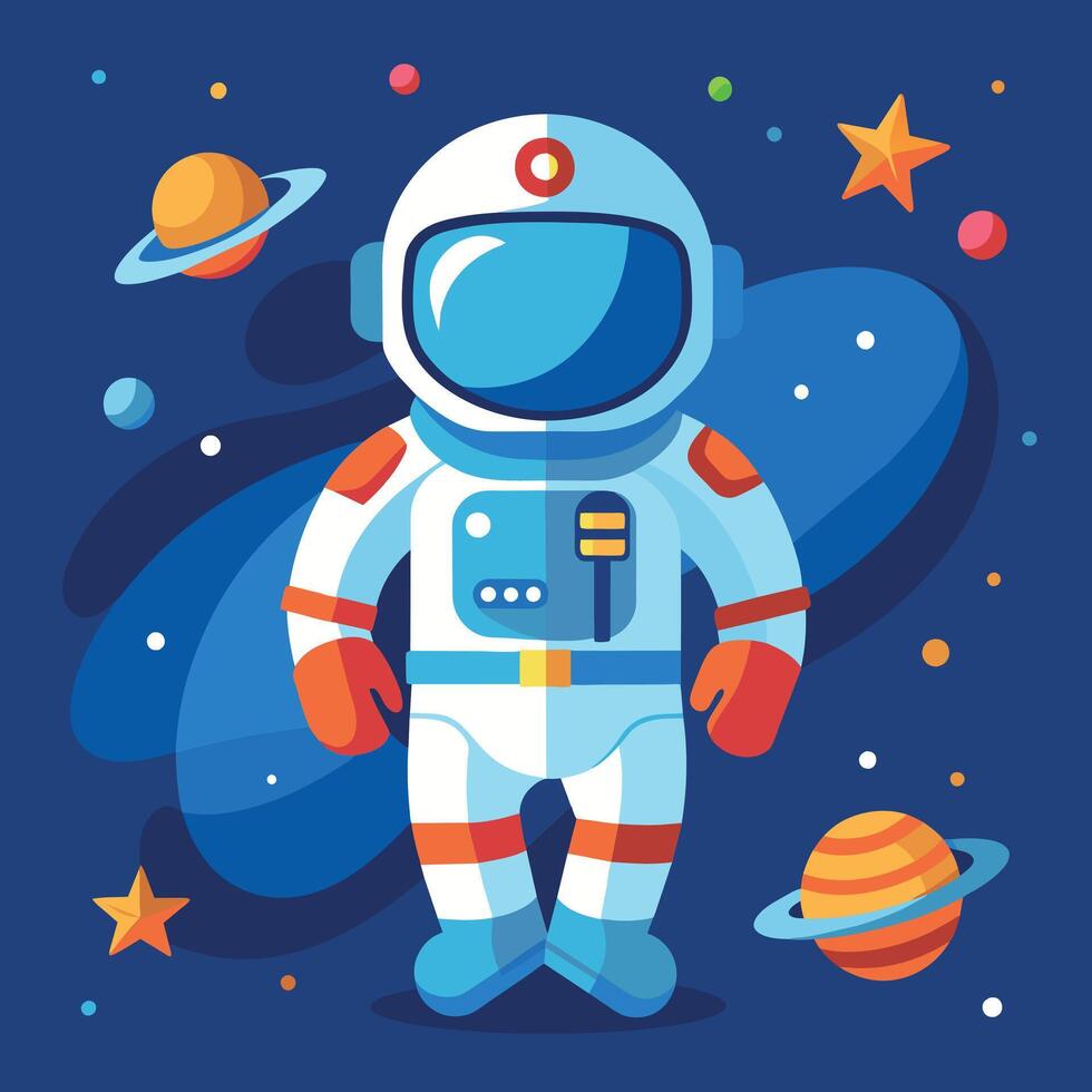 Colorful cartoon of an astronaut Illustrator and vector graphics