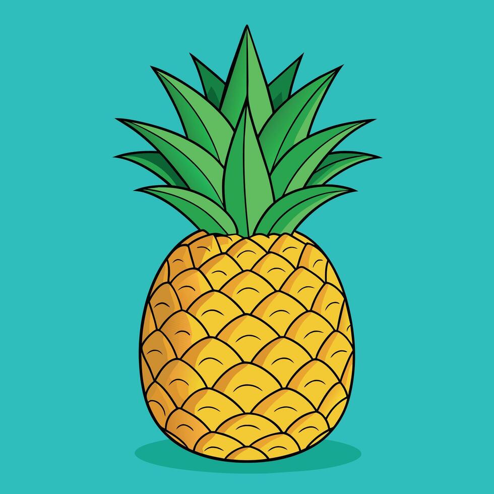 Pineapple colorful cartoon vector illustration