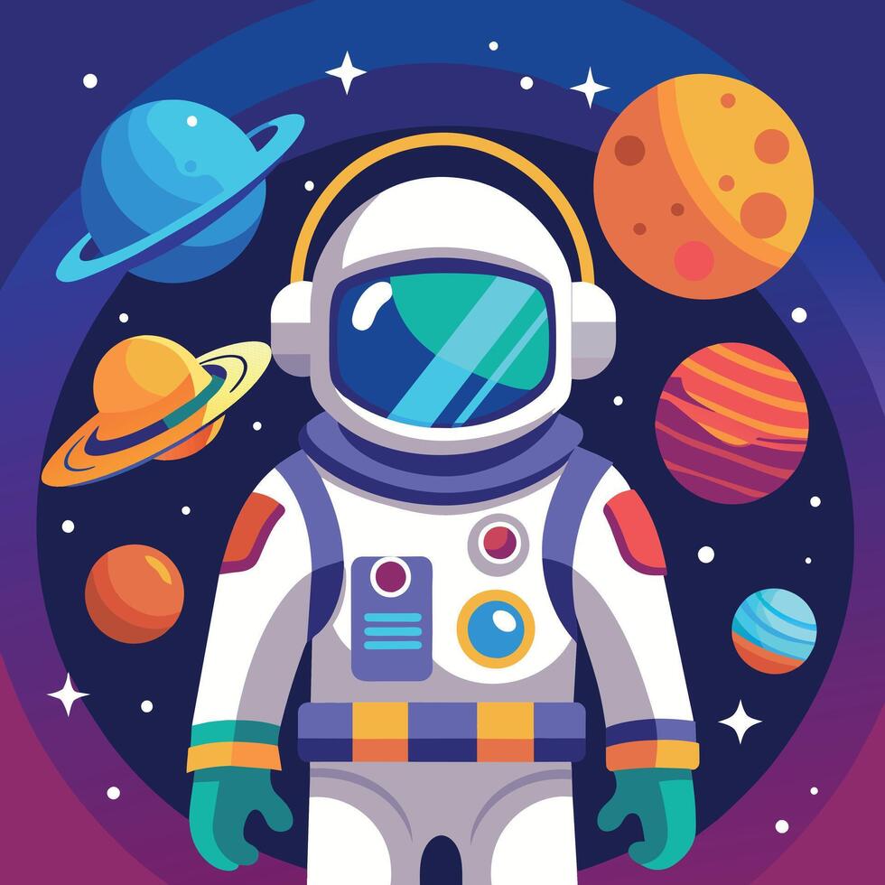 Colorful cartoon of an astronaut Illustrator and vector graphics