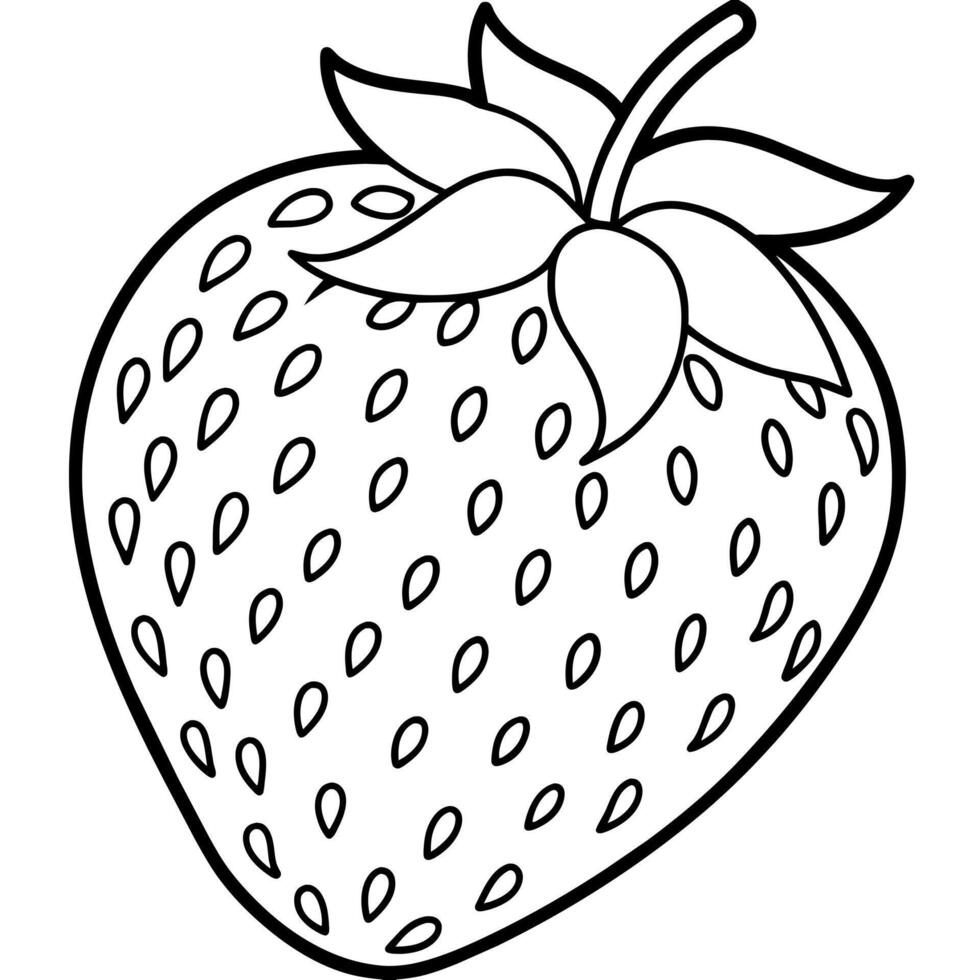 Strawberry outline coloring page illustration for children and adult vector