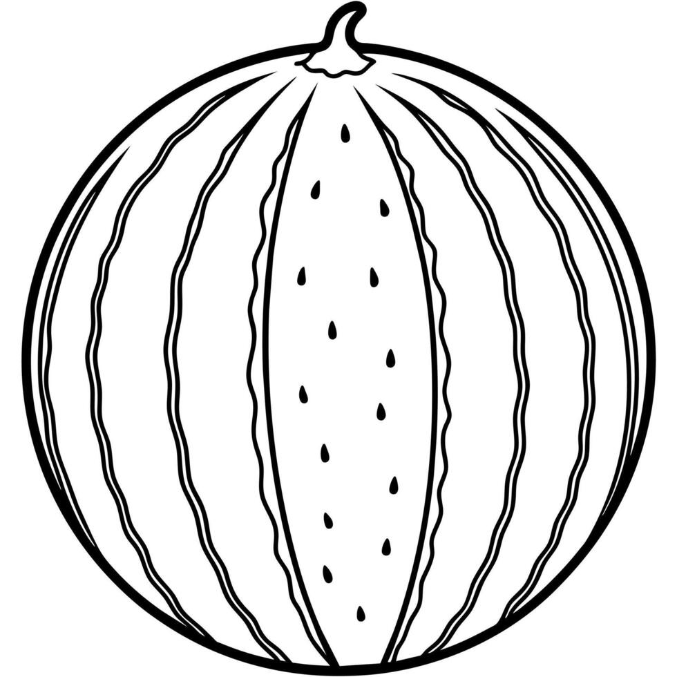Watermelon outline coloring page illustration for children and adult vector