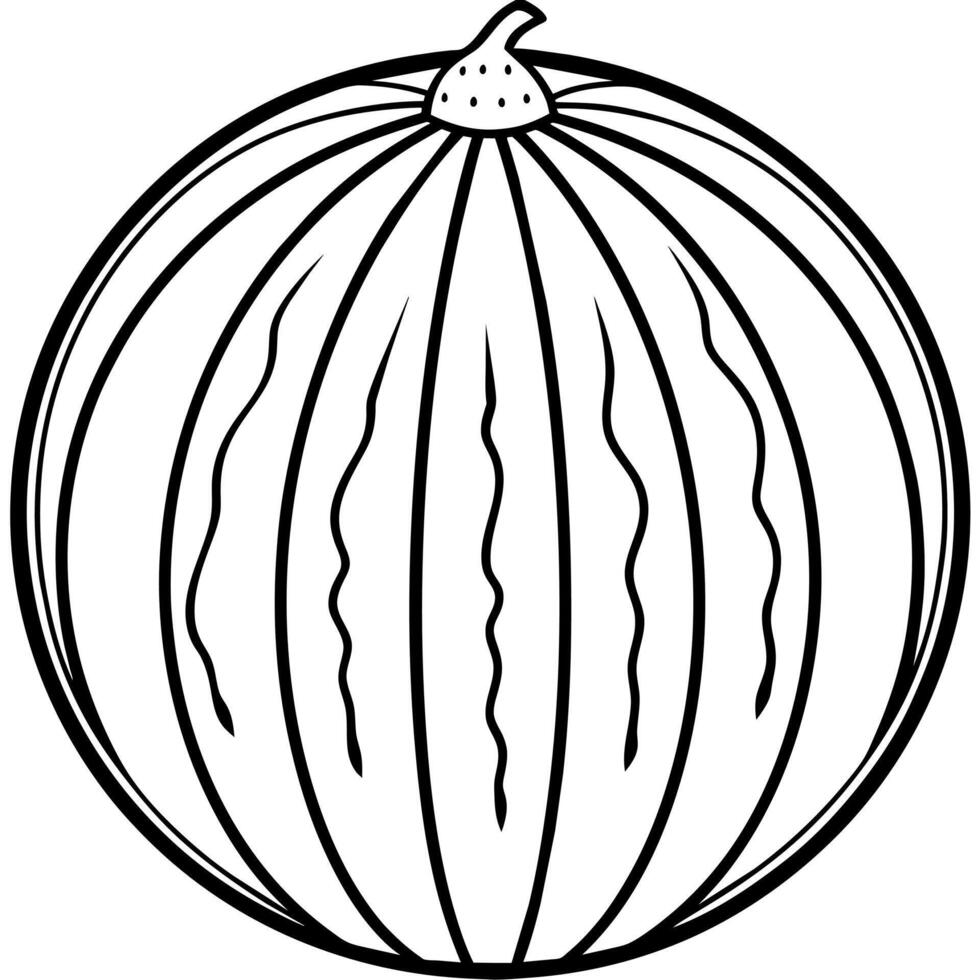 Watermelon outline coloring page illustration for children and adult vector