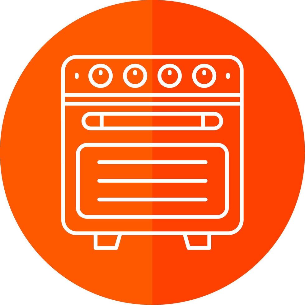 Oven Line Red Circle Icon vector