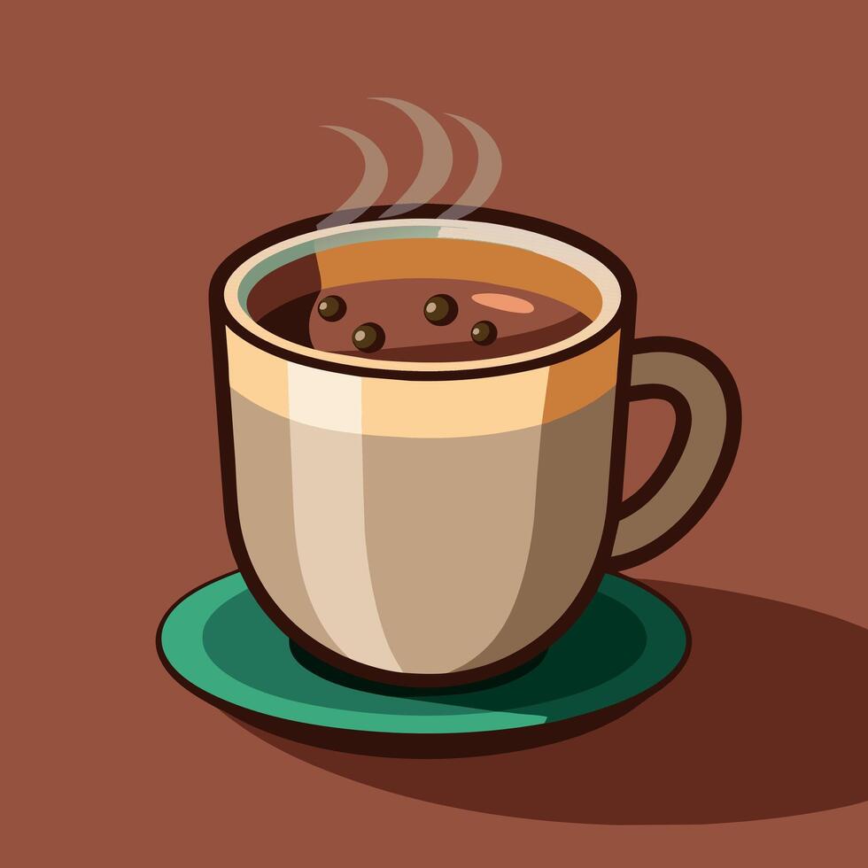 coffee cup cartoon illustration, coffee mug drink icon concept isolated vector