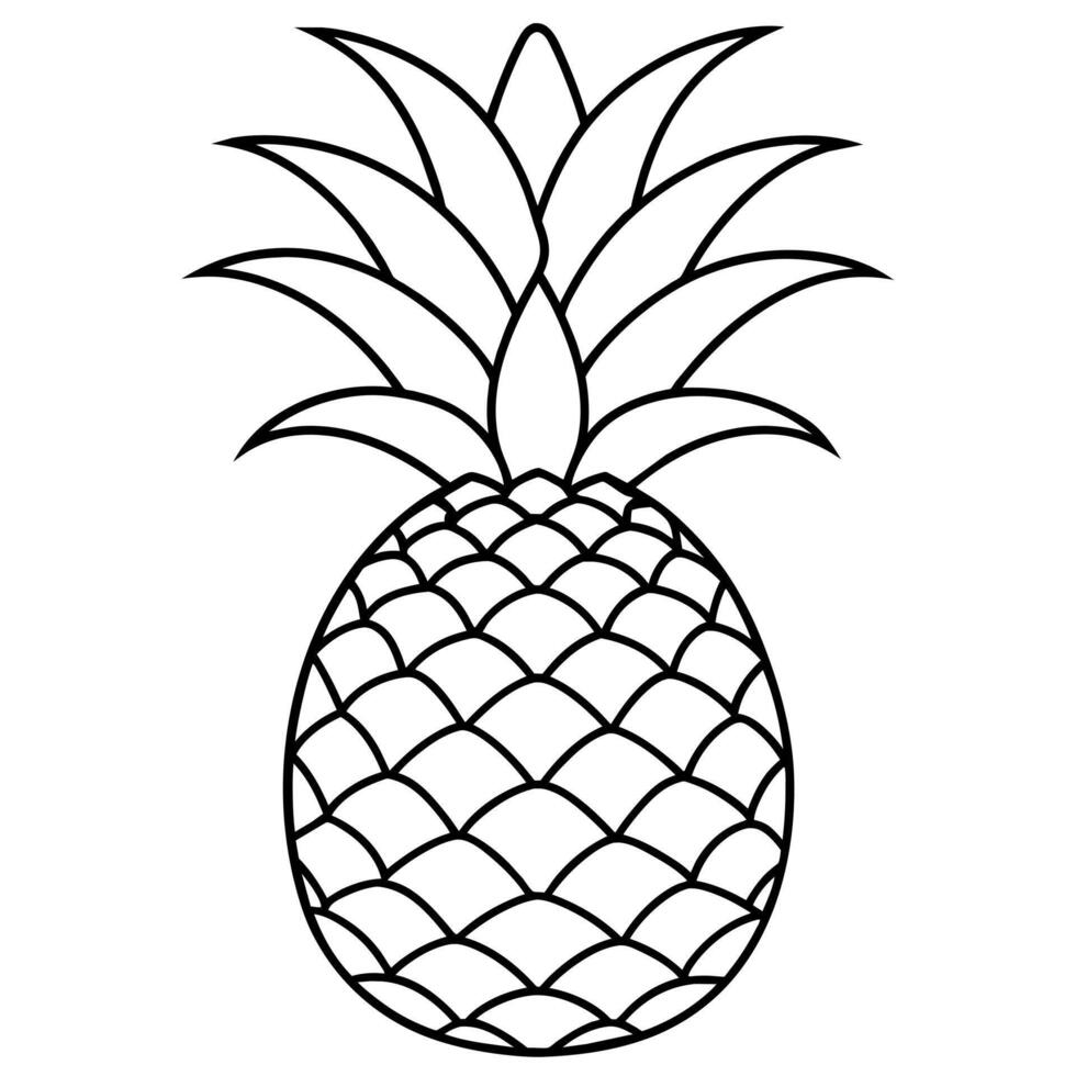 Pineapple outline coloring page illustration for children and adult vector