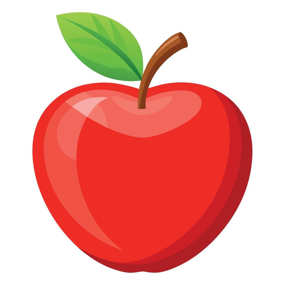 Red apple colorful cartoon vector illustration