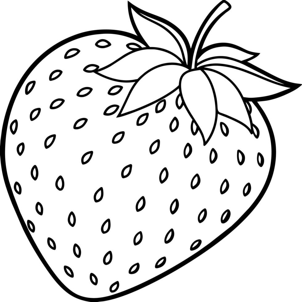 Strawberry outline coloring page illustration for children and adult vector