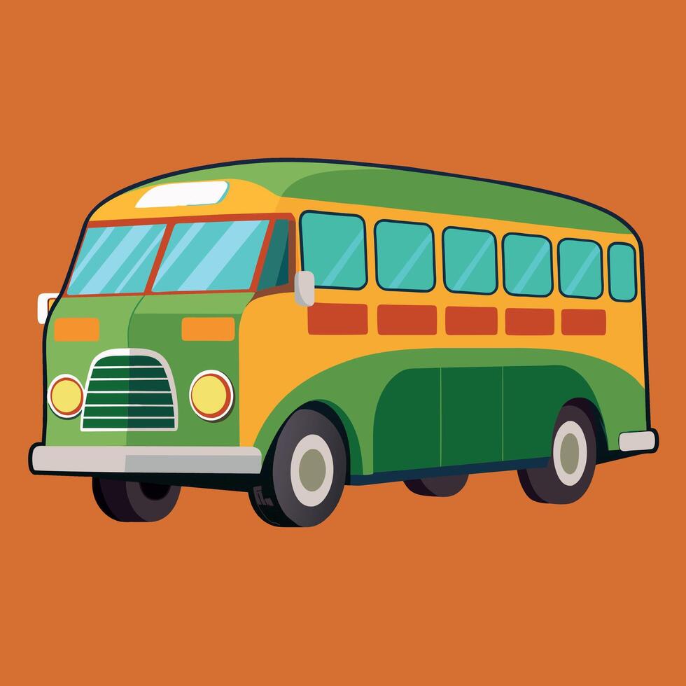 Bus flat design cartoon icon illustration School bus vector