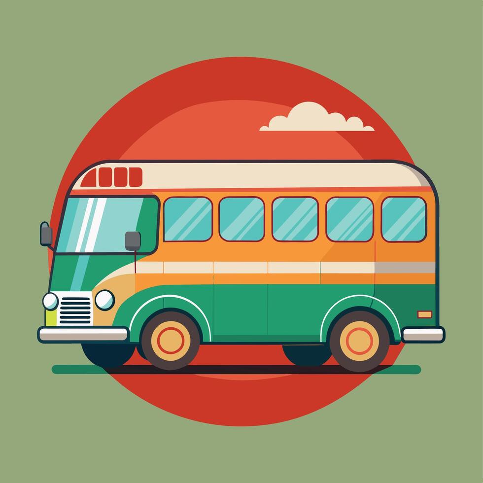 Bus flat design cartoon icon illustration School bus vector