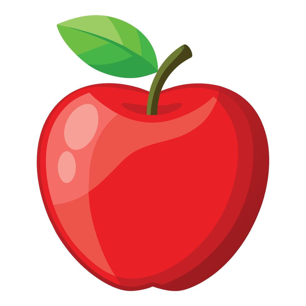 Red apple colorful cartoon vector illustration