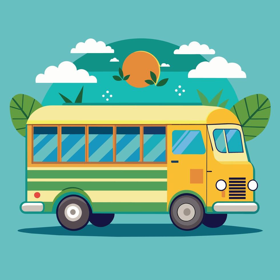 Bus flat design cartoon icon illustration School bus vector