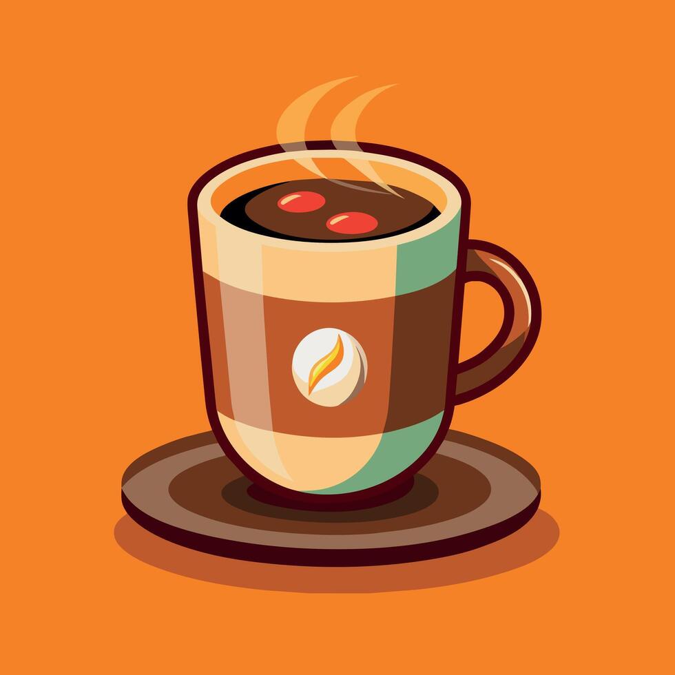 coffee cup cartoon illustration, coffee mug drink icon concept isolated vector