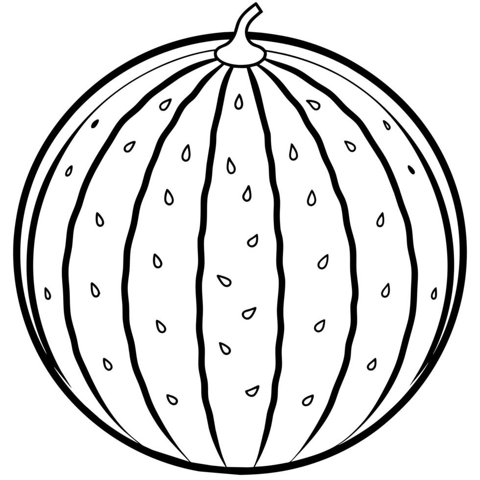 Watermelon outline coloring page illustration for children and adult vector