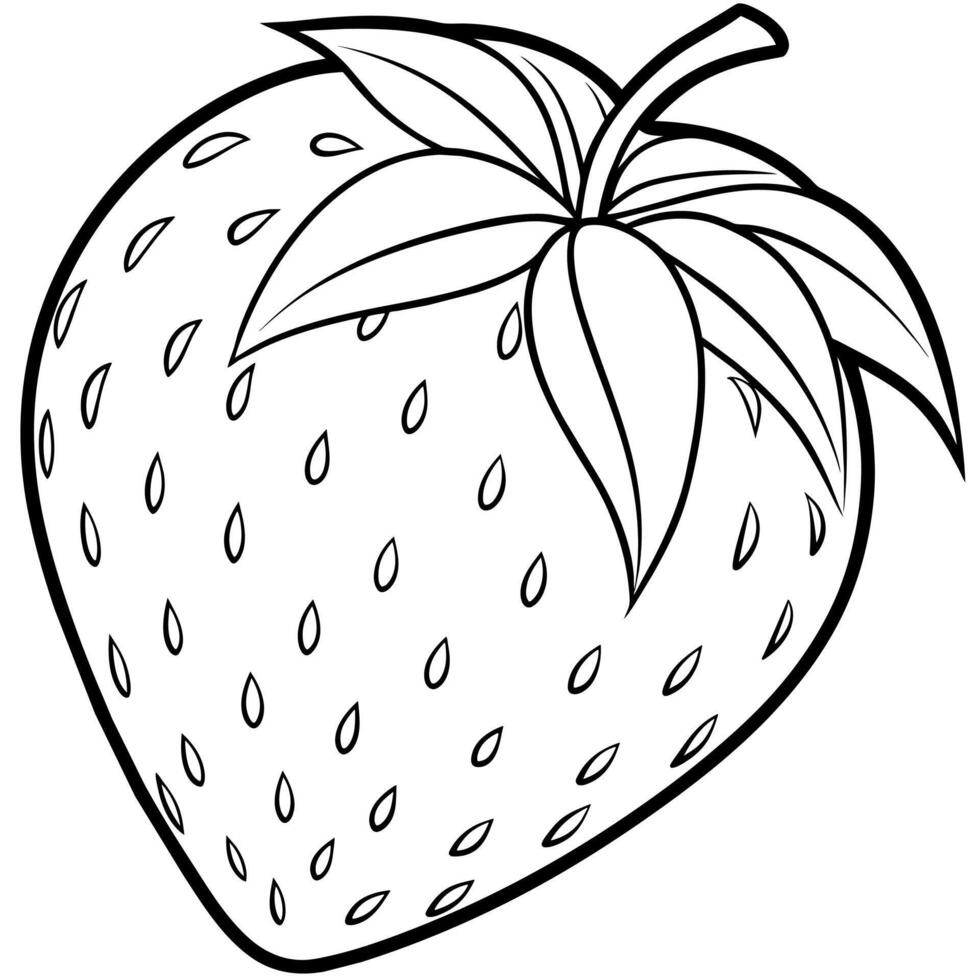 Strawberry outline coloring page illustration for children and adult vector