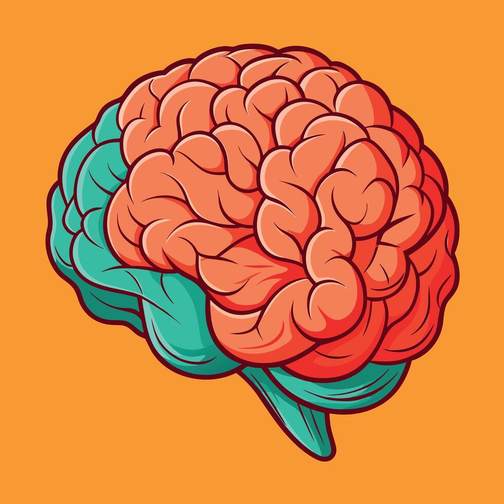 Brain colorful cartoon vector illustration