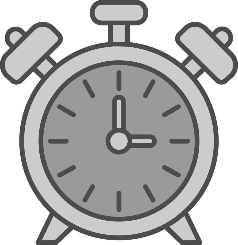 alarma reloj línea lleno escala de grises icono vector