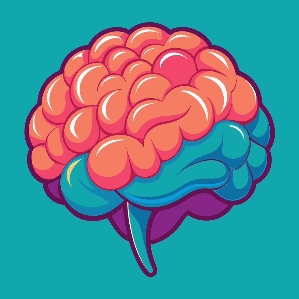 Brain colorful cartoon vector illustration