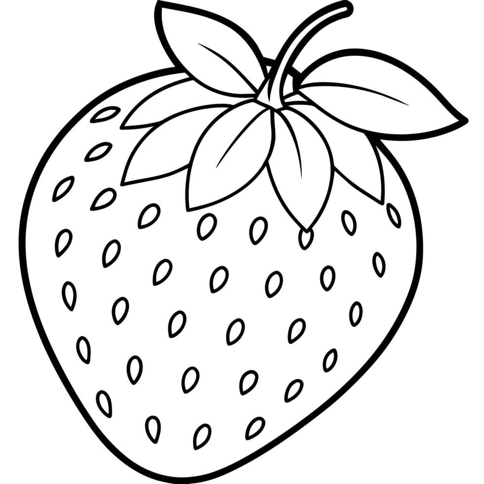 Strawberry outline coloring page illustration for children and adult vector