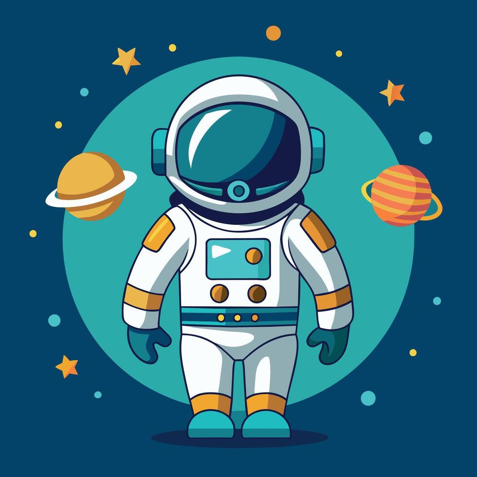 Colorful cartoon of an astronaut Illustrator and vector graphics