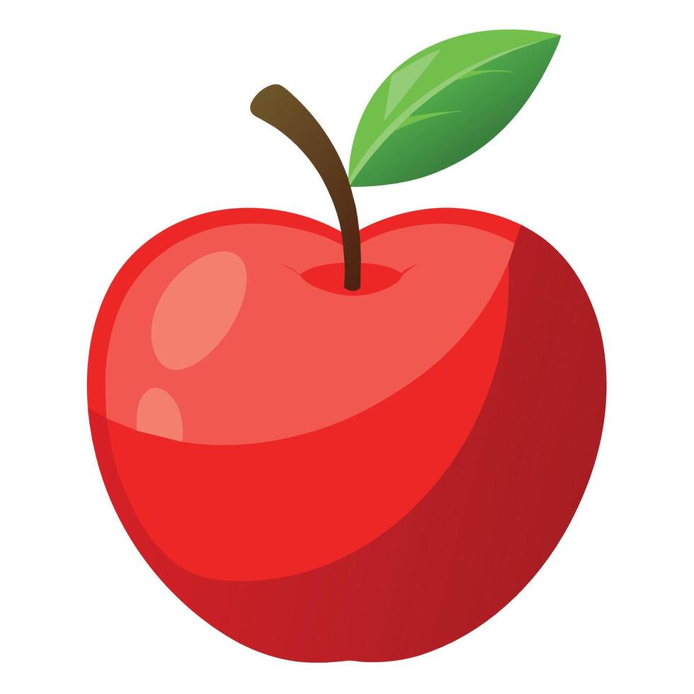 Red apple colorful cartoon vector illustration