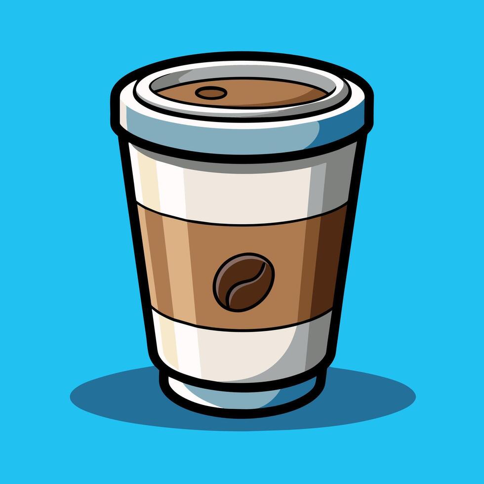 coffee cup cartoon illustration, coffee mug drink icon concept isolated vector