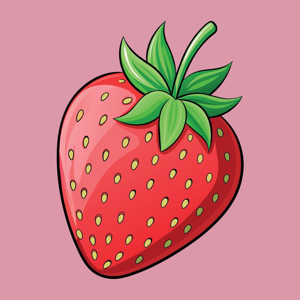 Strawberry colorful cartoon vector illustration