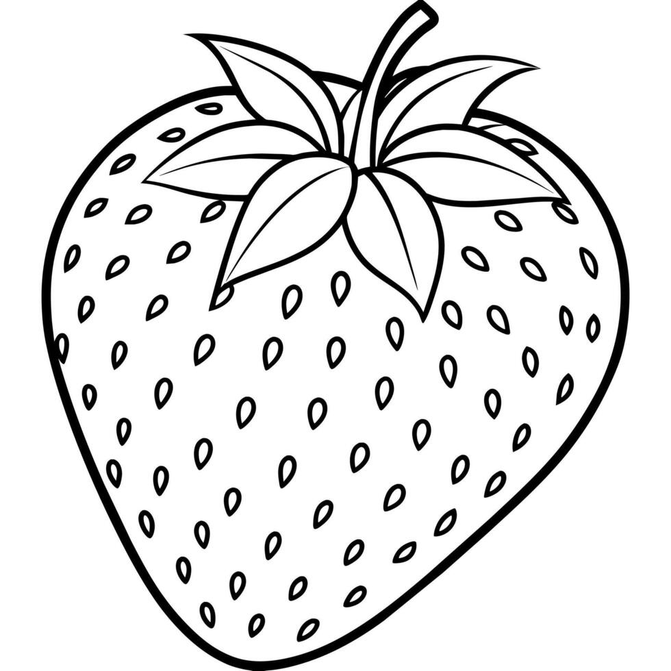 Strawberry outline coloring page illustration for children and adult vector