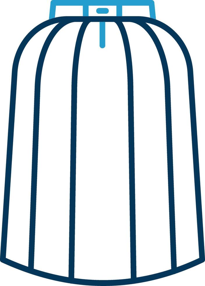 Long skirt Line Blue Two Color Icon vector