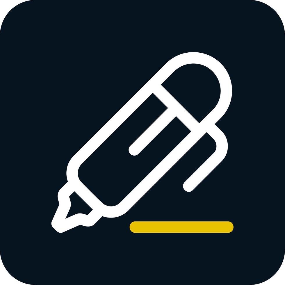 Pen 2 Line Yellow White Icon vector