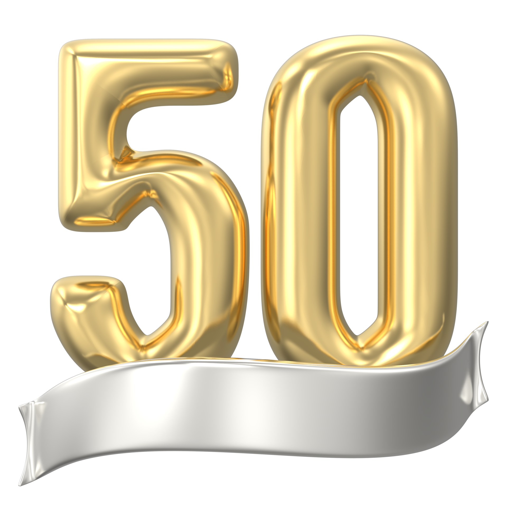 Gold Number 50 Anniversary 3D Render 42069122 PNG