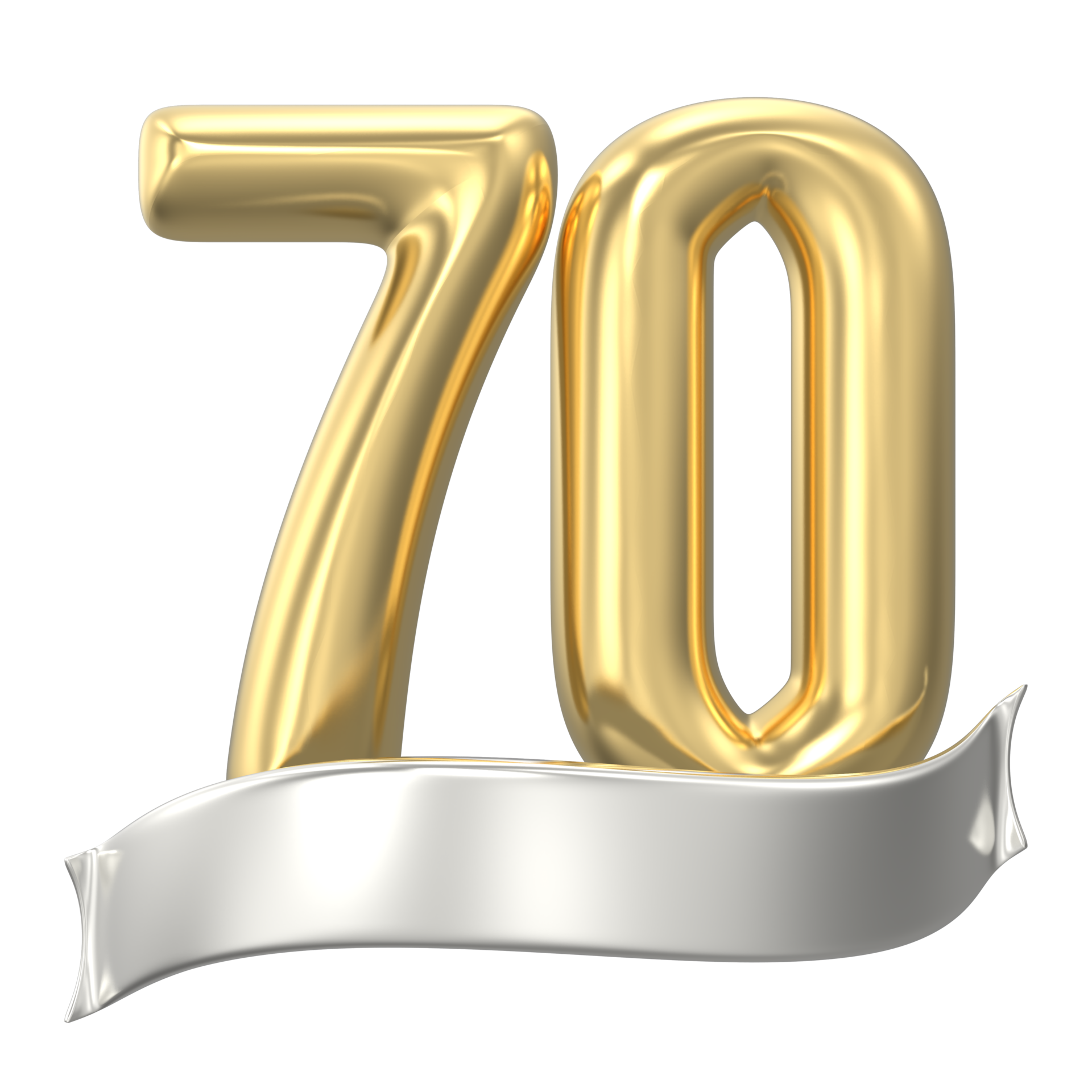 Gold Number 70 Anniversary 3D Render 42069123 PNG