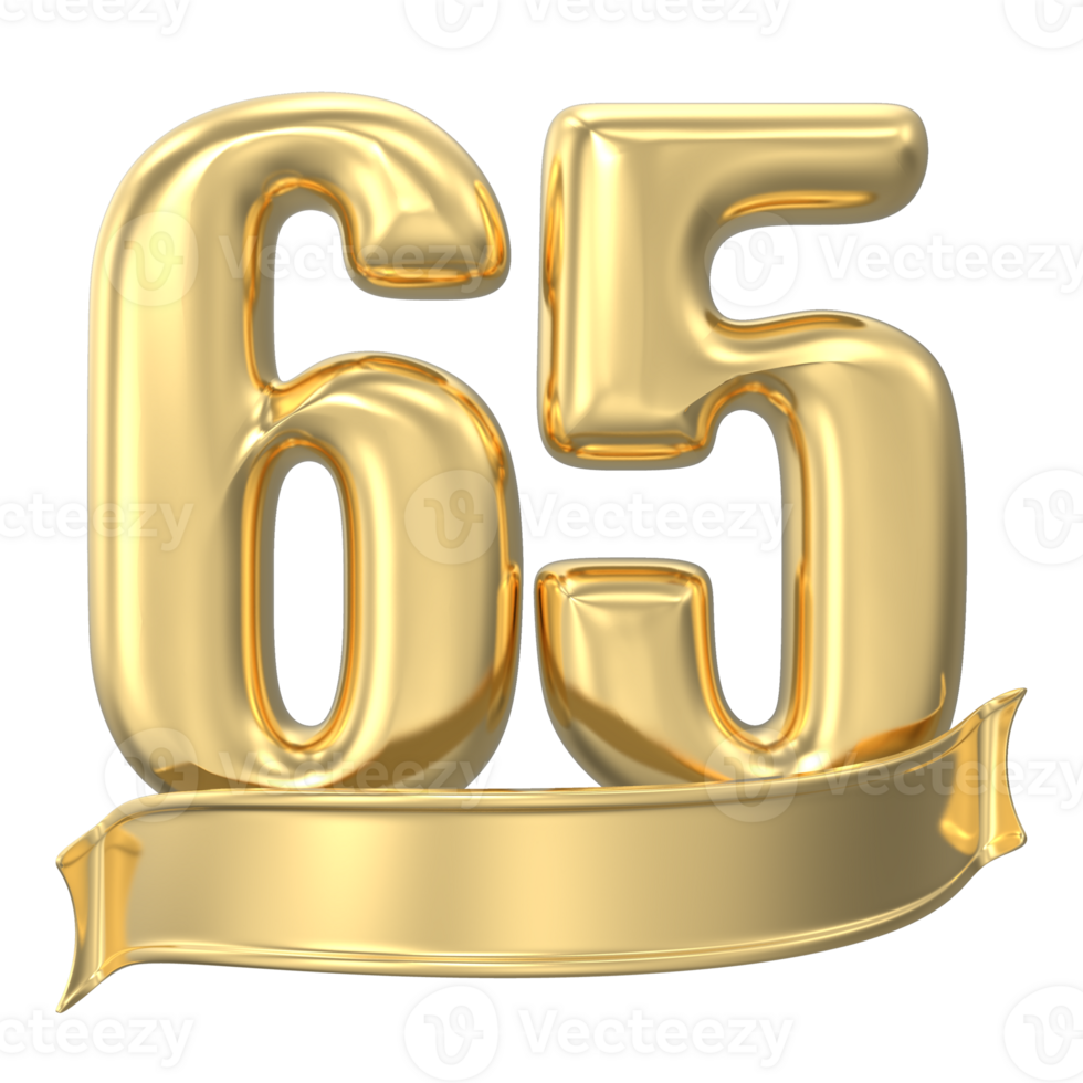 Anniversary 65 gold 3d numbers png