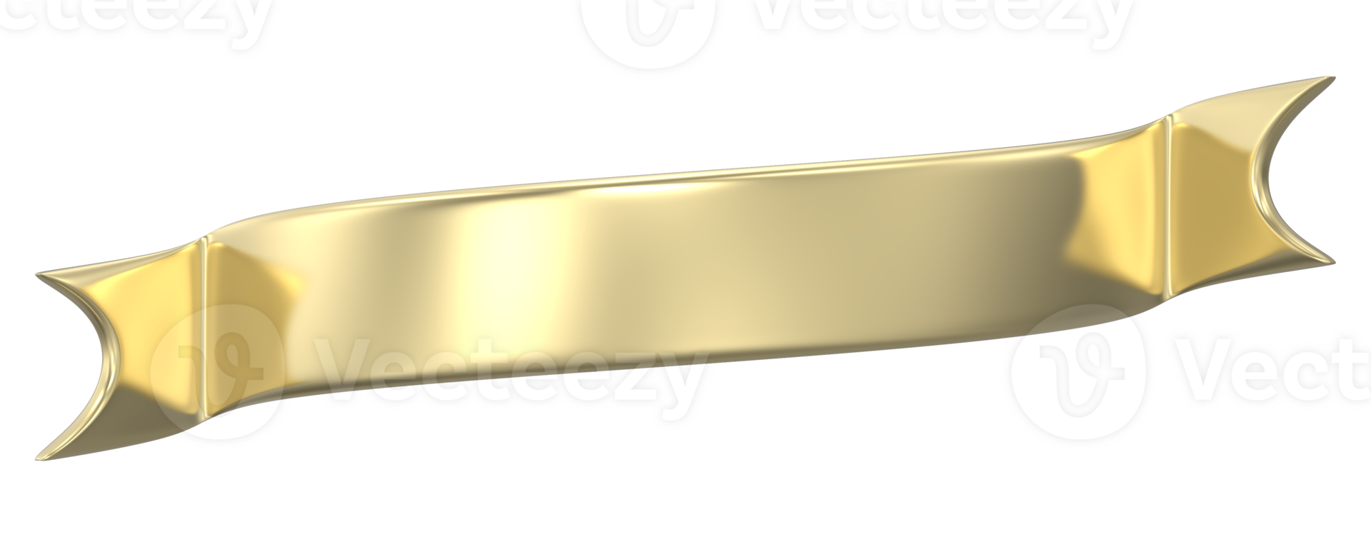 Golden ribbon banner 3d render png