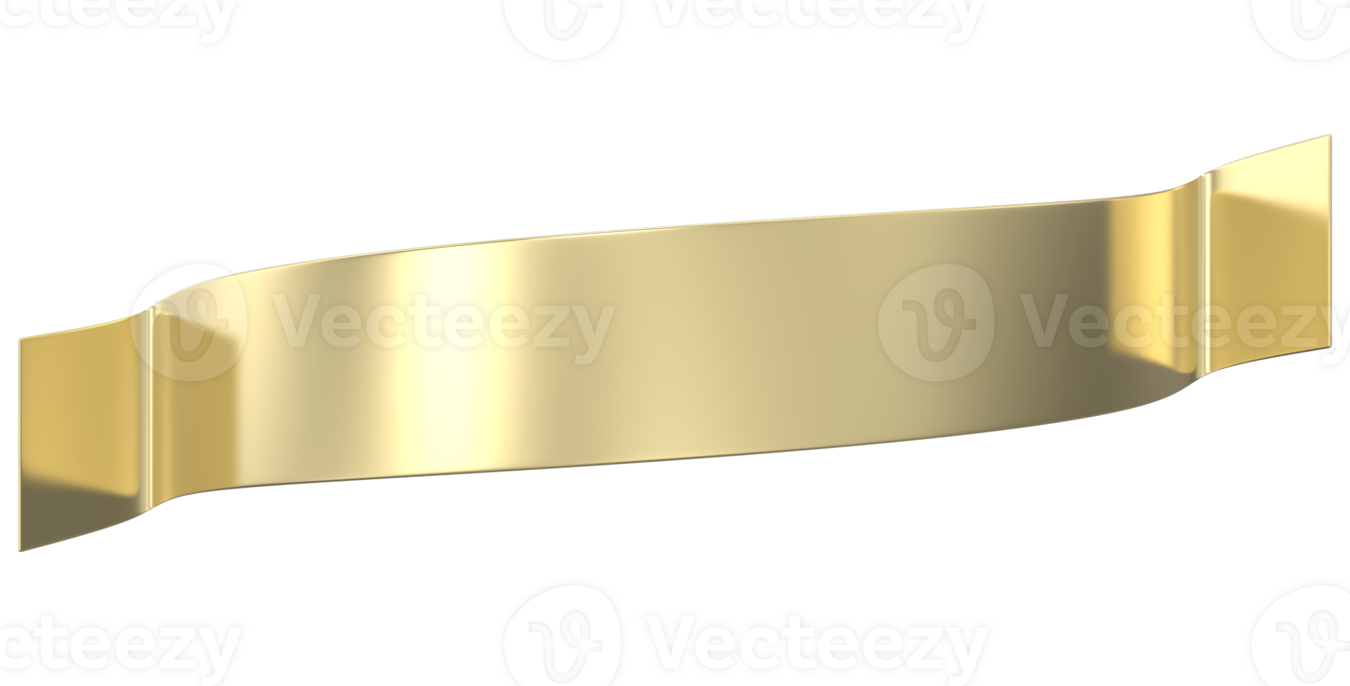 Golden ribbon banner 3d render png