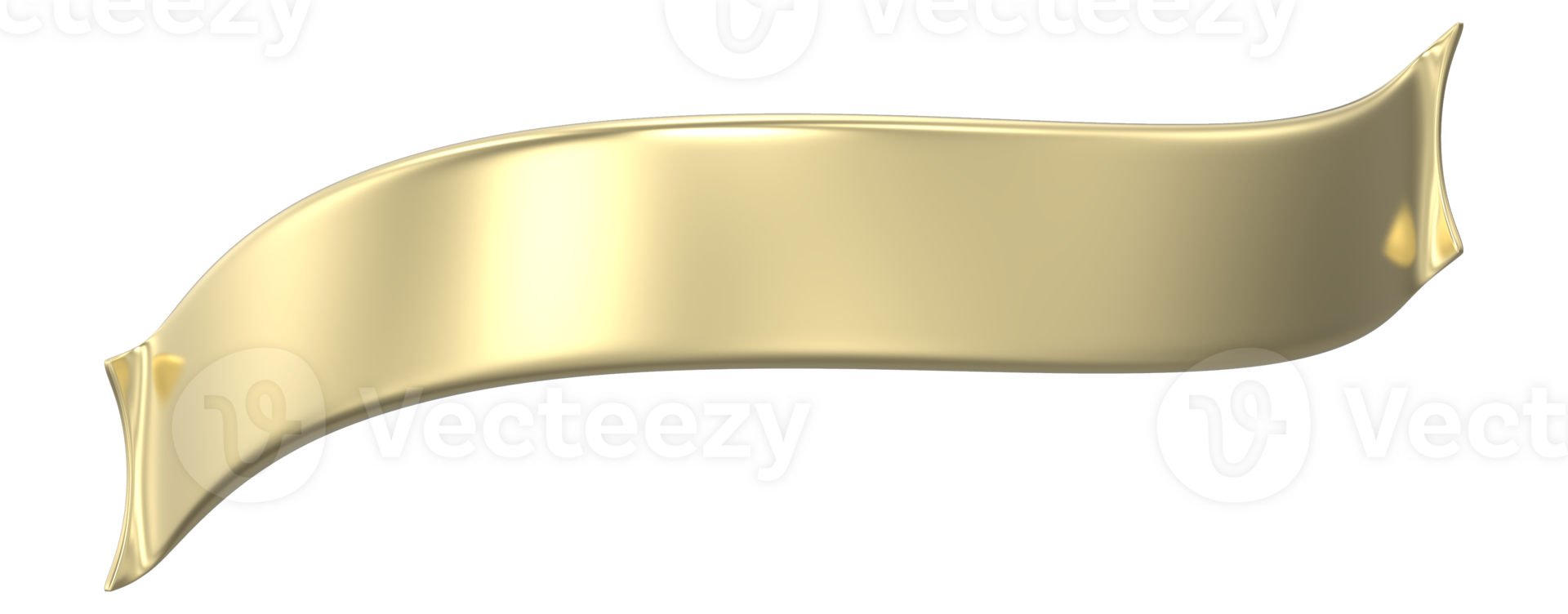 Golden ribbon banner 3d render png