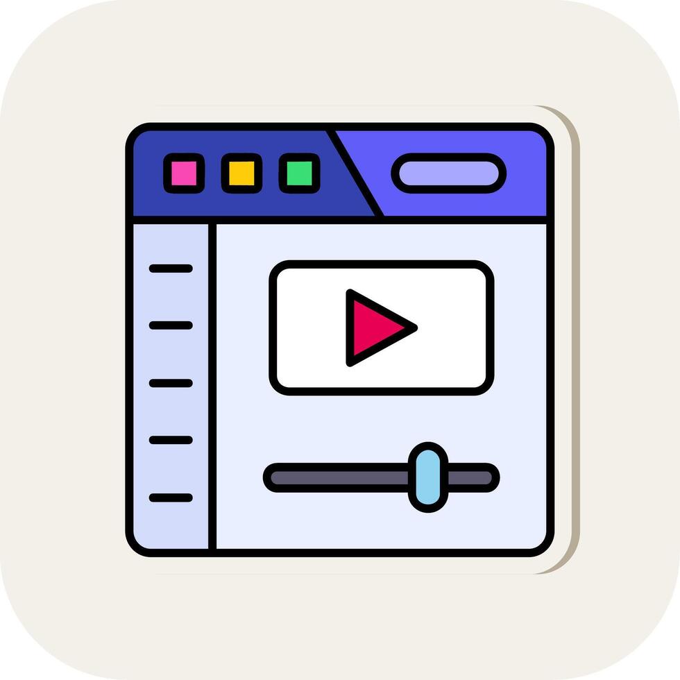 Video player Line Filled White Shadow Icon vector