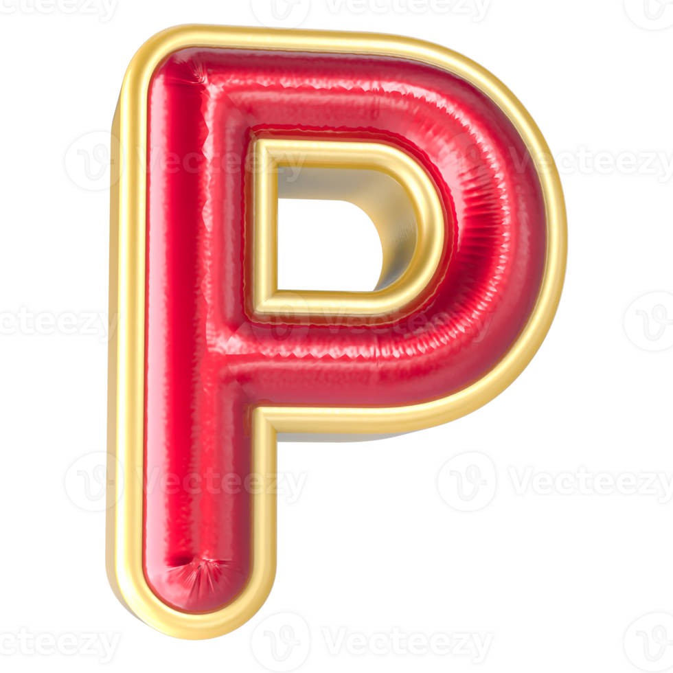 Font P 3d Render png