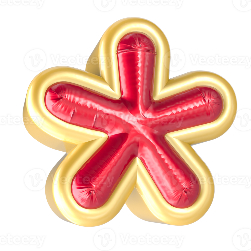 Asterisk Sign 3d Render png