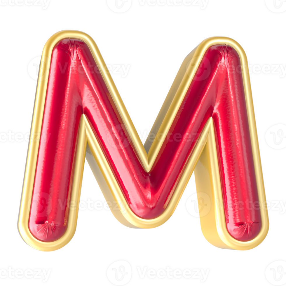 Font M 3d Render png