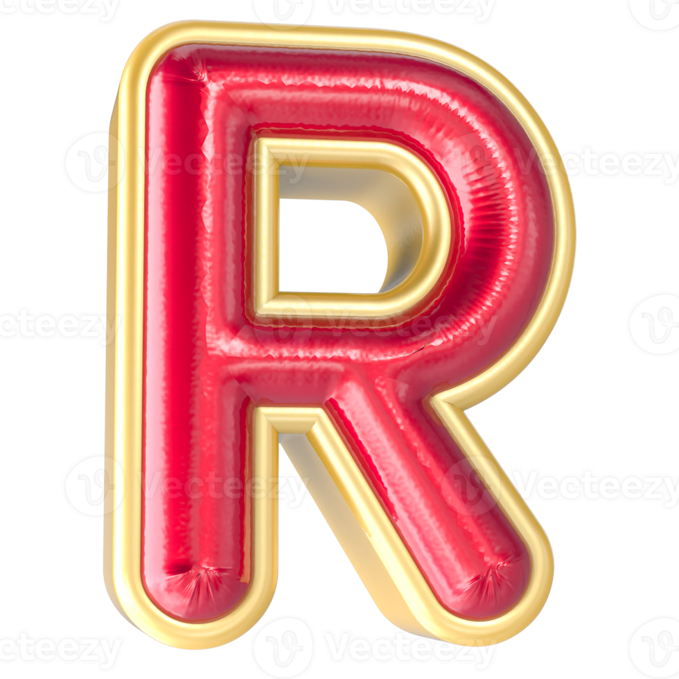 Font R 3d Render png