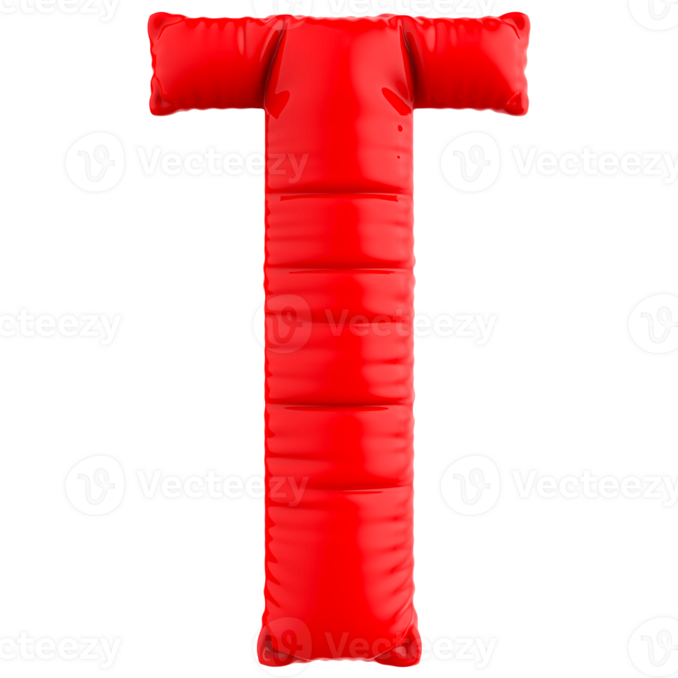Red T Font Balloon 3D Render png