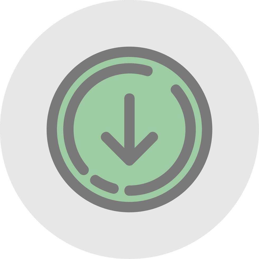 Down arrow Line Filled Light Circle Icon vector