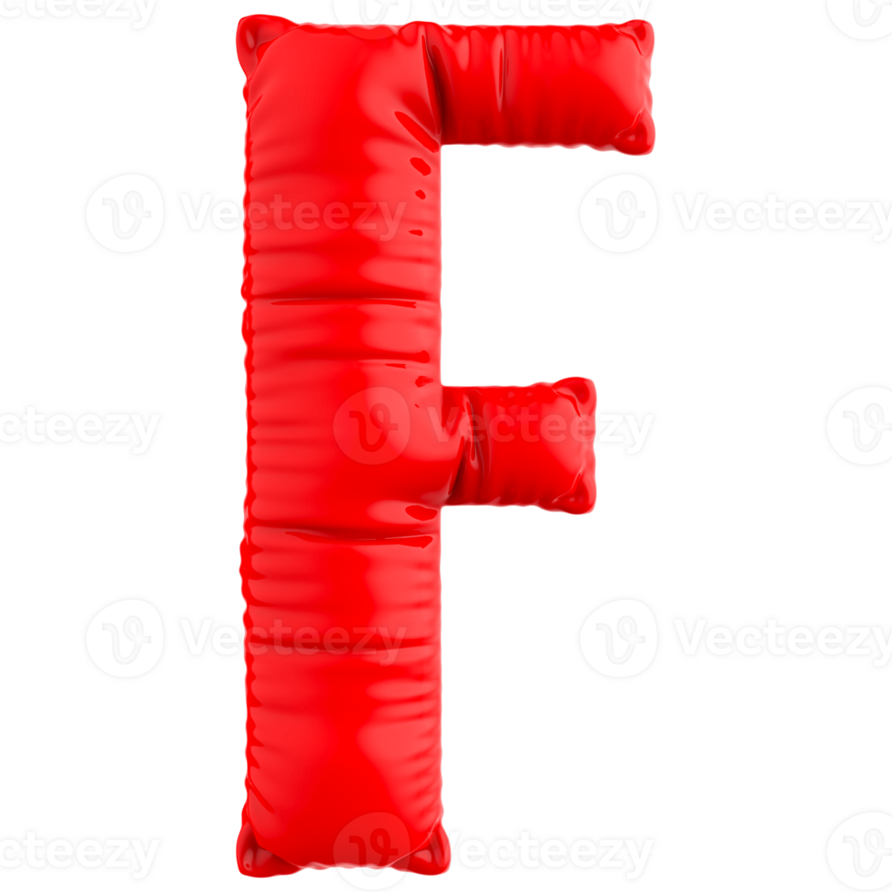 Red F Font Balloon 3D Render png