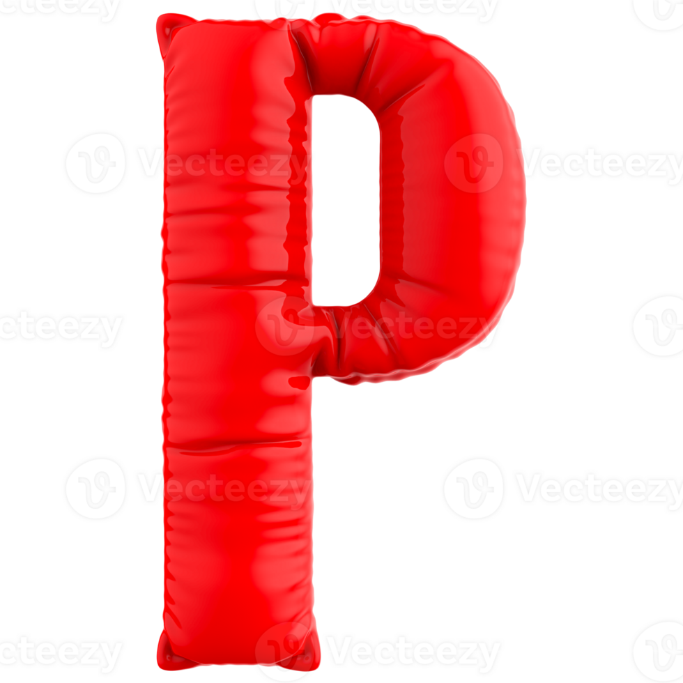 Red P Font Balloon 3D Render png