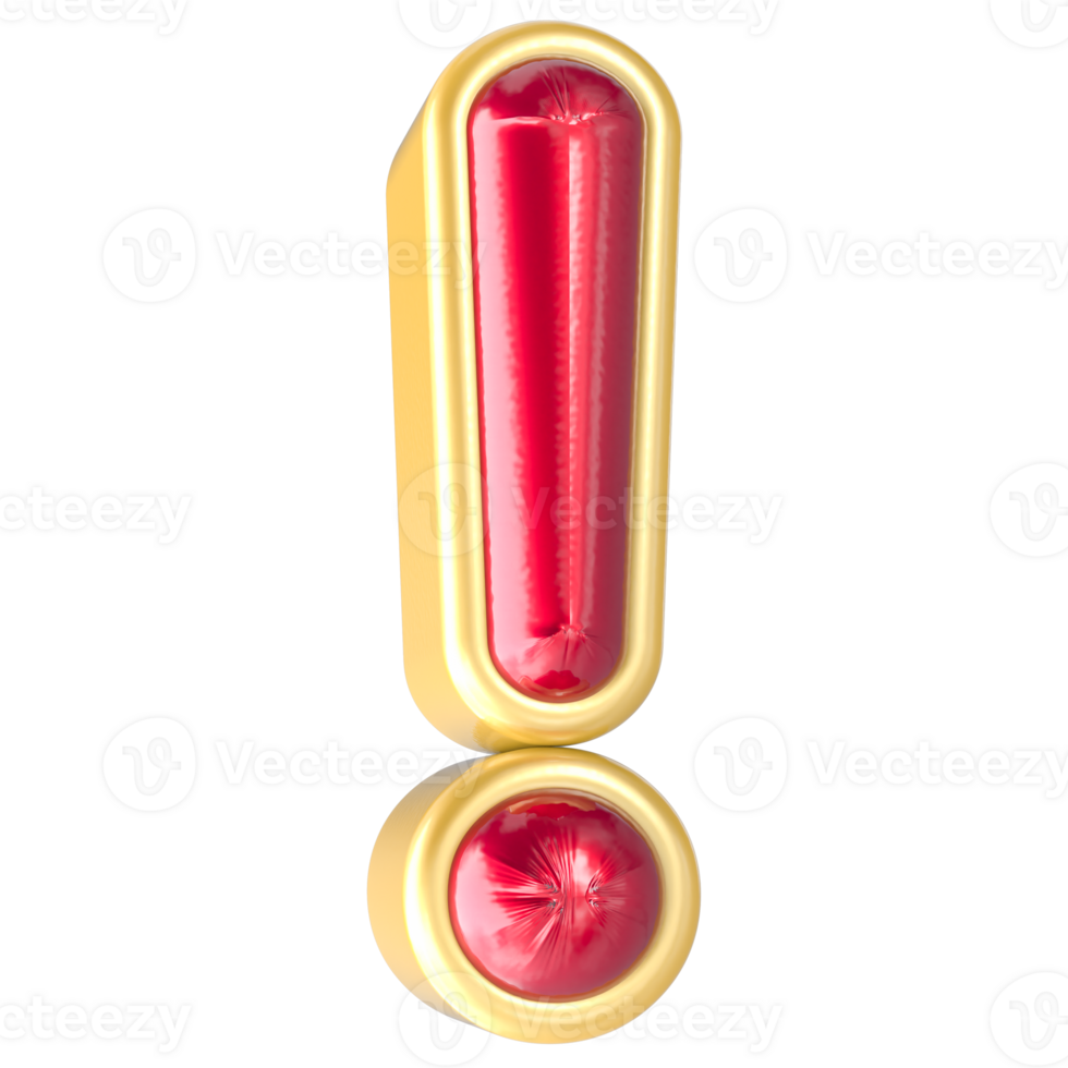 Inverted exclamation mark 3d Render png